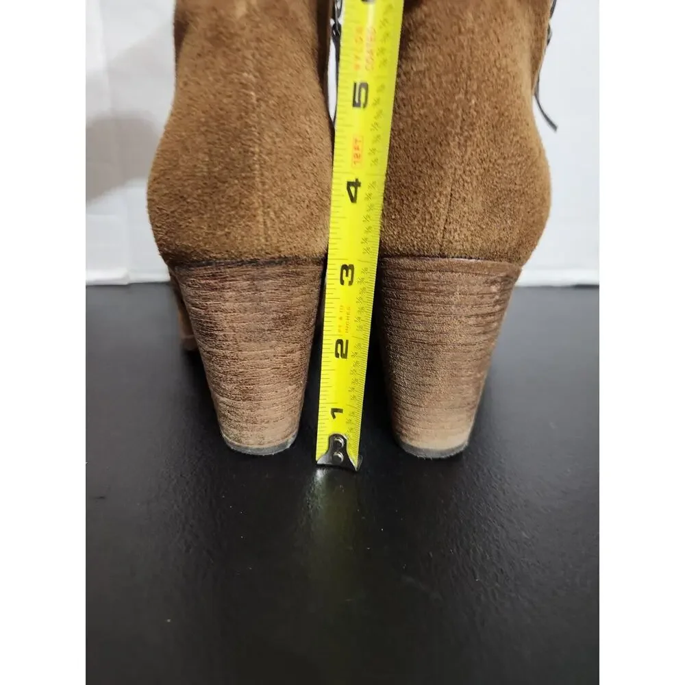 Cole Haan Hayes Bootie Java‎ Brown Suede Stacked Booties Womens Size 8 B